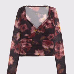 Abercrombie & Fitch Zoe Bra-Free Long-Sleeve Mesh Top